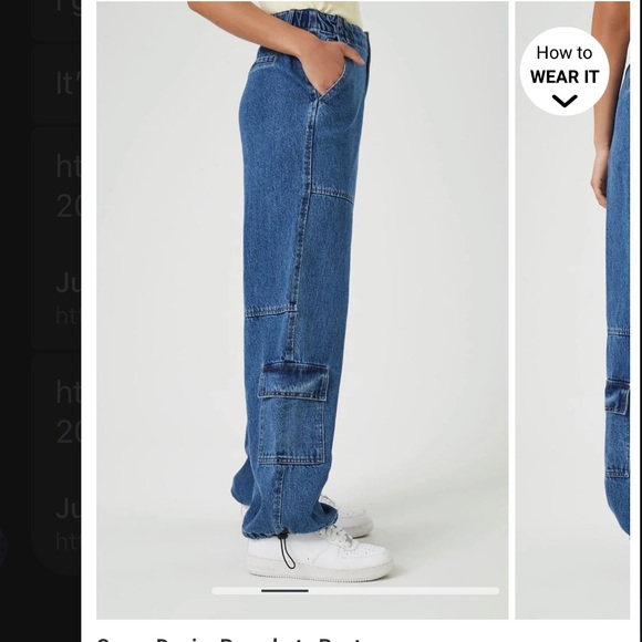 Women Cargo Denim Pants - Picture 2 of 5